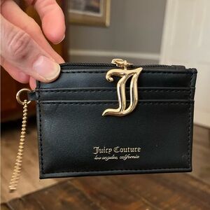 Juicy Couture Black Card Holder with Gold Zipper